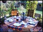 Frhstckstisch in der Rosenlaube